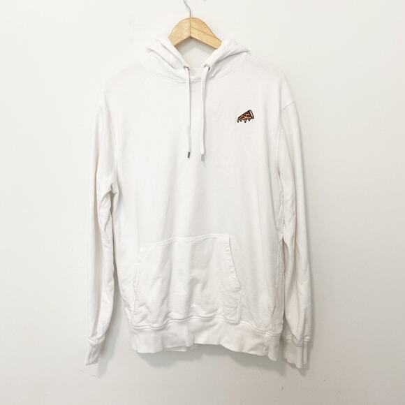 Forever 21 Pizza Slice White Hoodie Sweatshirt Size Large - Picture 1 of 6